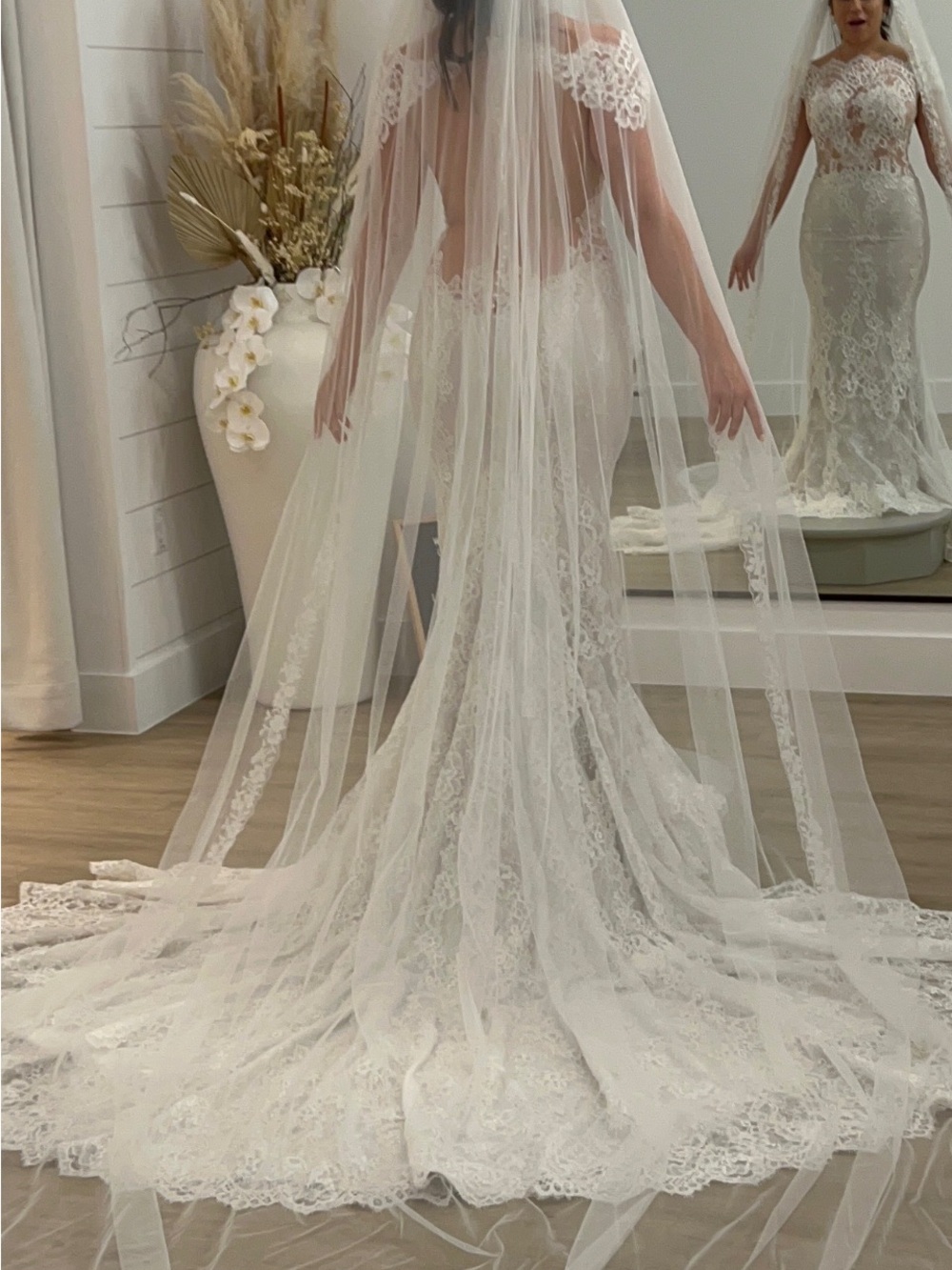 Elegant bridal veil with train